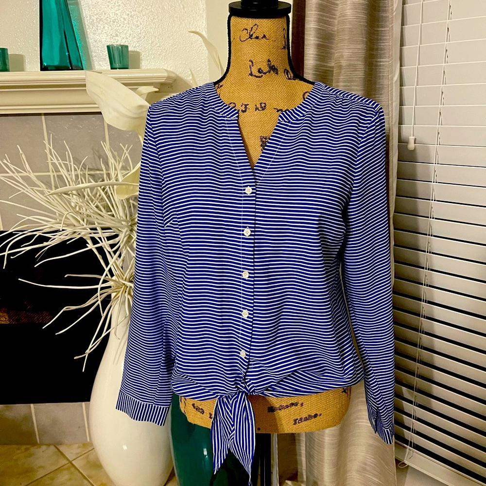 Talbots Blue and White Blouse
